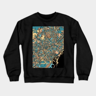 Barcelona Map Pattern in Mid Century Pastel Crewneck Sweatshirt